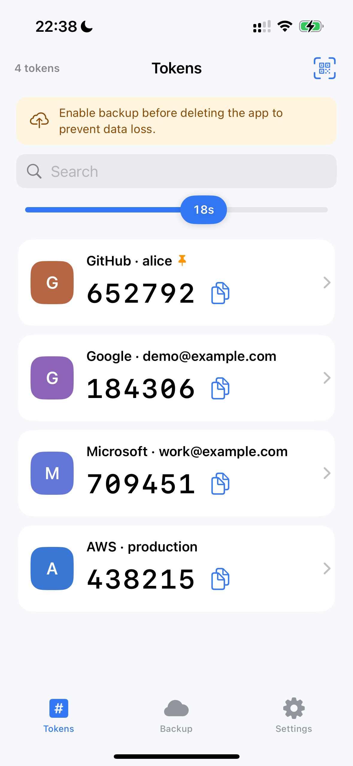 Authloom token screen