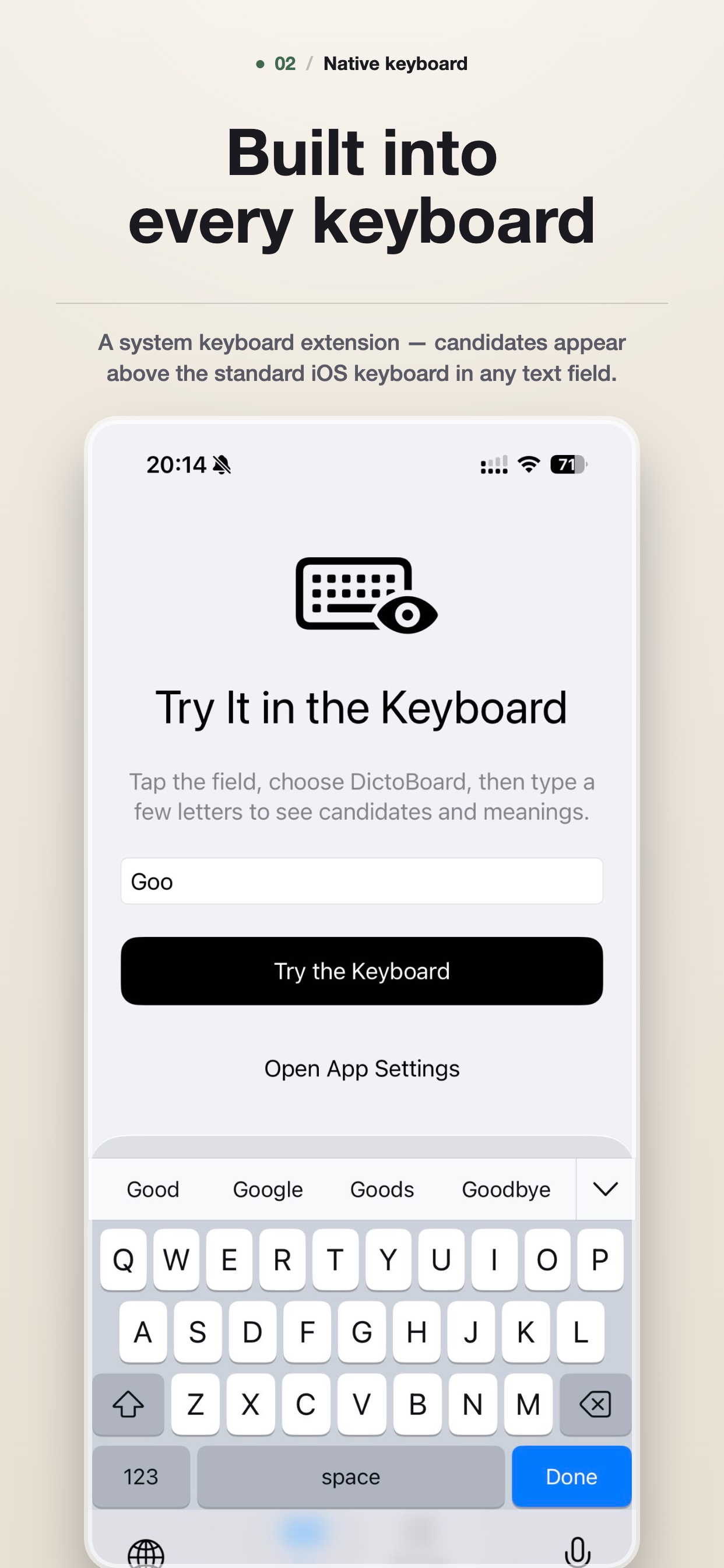 DictoBoard keyboard looks and feels like the native iOS keyboard